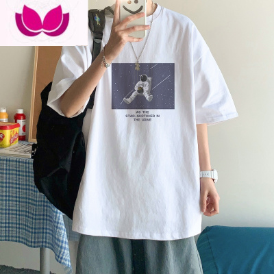 七斓短袖t恤男休闲潮牌宽松五分半袖ins韩版学生长袖打底衫印花上衣服