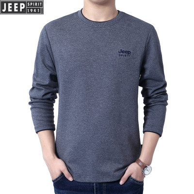 JEEP SPIRIT长袖T恤男新款卫衣男宽松大码圆领打底T桖衫