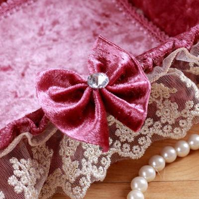 家柏饰(CORATED)创意欧式布艺化妆品桌面收纳盒蕾丝收纳篮遥控器水果篮杂物收纳盒