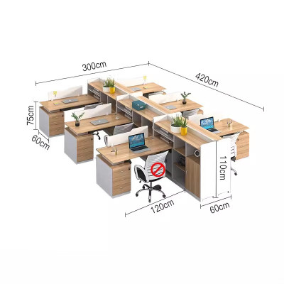 迅迈 干型六人位[含柜]职员办公桌简约现代电脑桌子办公室屏风卡座财务桌