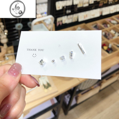 JiMi银银耳钉女套装简约小巧冷淡风2021新款潮睡觉不用摘养耳洞耳骨钉
