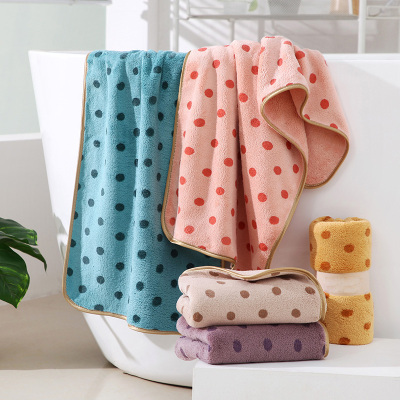 天山柔 35*75CM 75g/70*140CM 280g 珊瑚绒圆点印花 毛巾浴巾 (计价单位:条)
