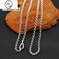 JiMi加厚s925银银项链勾扣o形链男士珍珠 锁骨链日韩十字链女款毛衣链