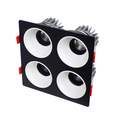 LED射灯 防眩光 嵌入式 黑架+白杯-四头15W*4中性光