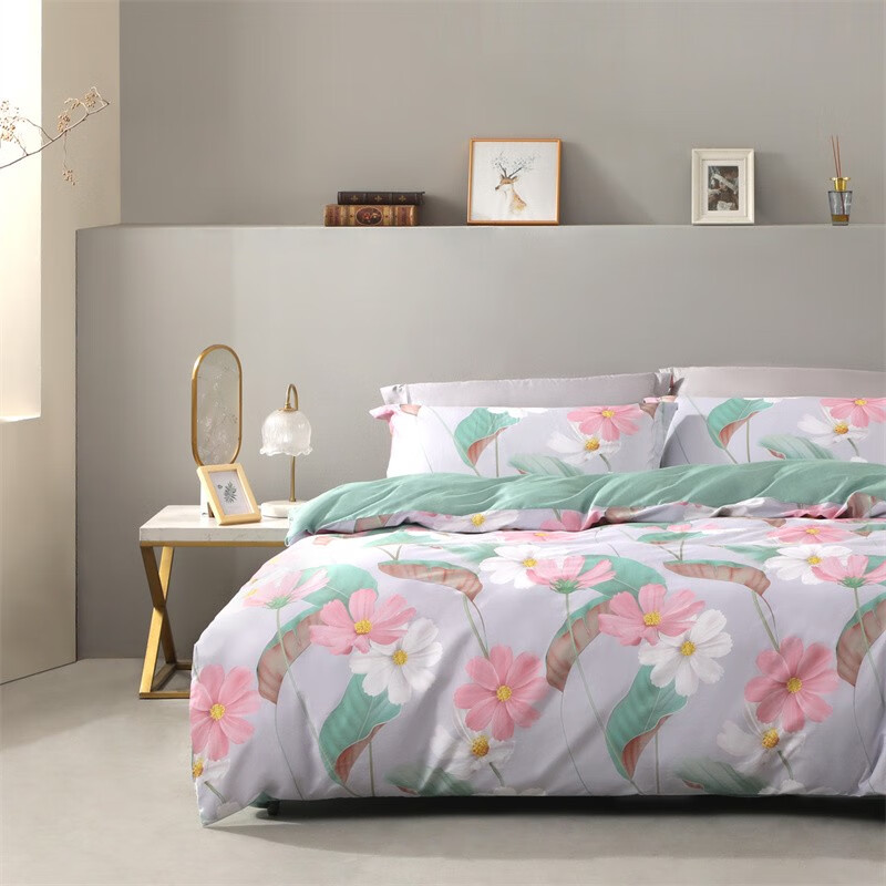 水星(MERCURY) 家纺全棉抗菌四件套200cm×230cm/套——幸福格桑