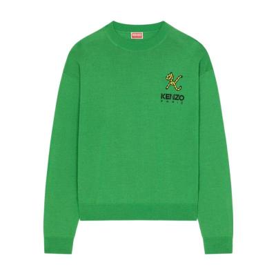 高田贤三(Kenzo)美利奴羊毛针织套衫长袖圆领胸前刺绣休闲舒适百