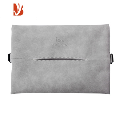 三维工匠欧美羊巴翻毛皮革纸巾盒 简约家用车载纸巾套 厕所客厅挂式抽纸套 极地灰