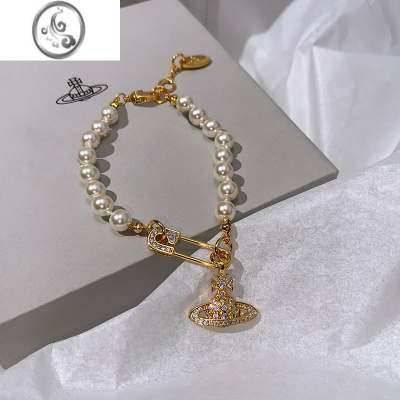 JiMi西太后土星别针珍珠手链女款ins小众设计感高级轻奢气质时尚手饰