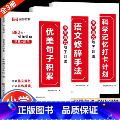 [小学通用/全3册]优美句子积累+修辞手法+打卡计划 小学通用 [正版]荣恒小学语文句式训练大全一二三四五六年级扩句仿句