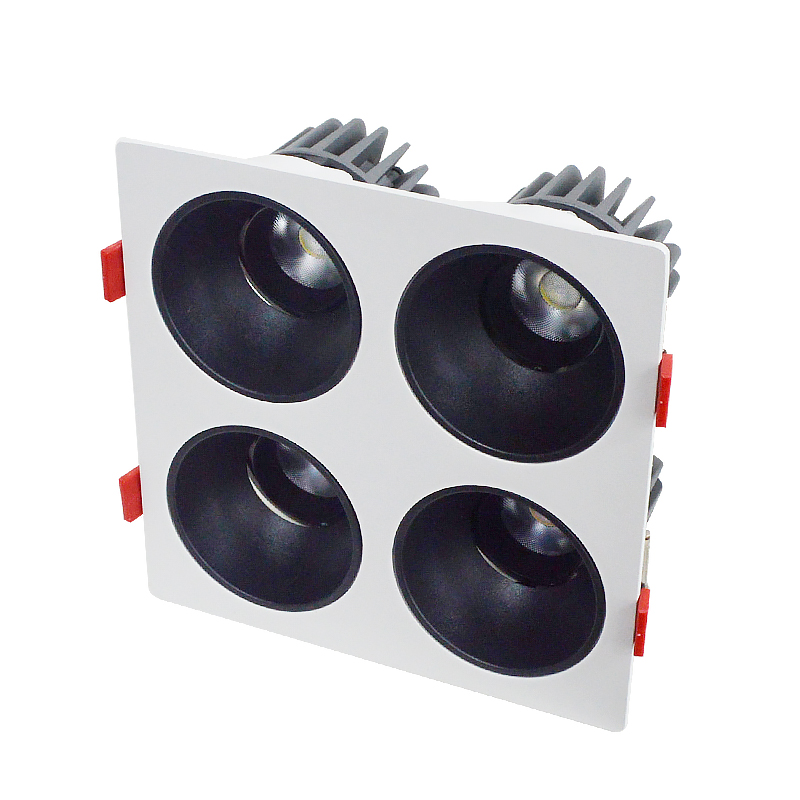 LED射灯 防眩光 嵌入式 白架+黑杯-四头15W*4中性光