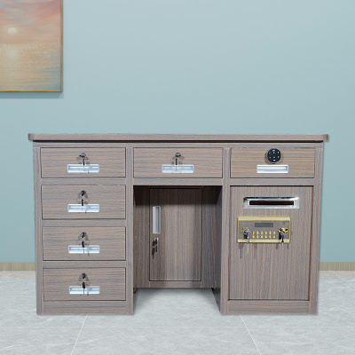 初嘉(CJ)全钢制保险桌密码保险桌收银财务桌1.2m黑枫木六斗电子锁