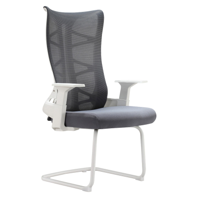 翌嘉 YJ-20087 办公椅人体工学椅会议椅 白色高背款弓形椅