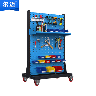 尔迈 挂钩方孔工具挂架车间维修工具架子 多功能物料置物架五金工具展示货架 双面三层移动款