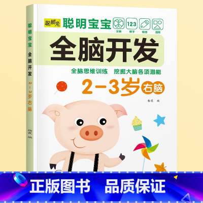 2-3岁[右脑] [正版]儿童左右脑开发训练全脑益智逻辑思维书连线迷宫数学游戏书2-3-4-5-6岁儿童专注力游戏书幼儿