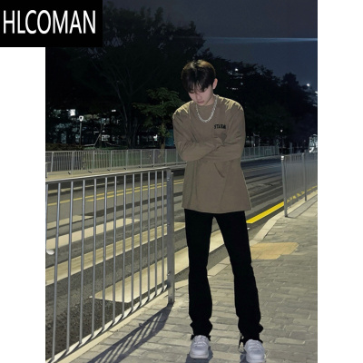 HLCOMAN185高个子加长男裤高街微喇修身牛仔裤男潮牌美式款直筒裤115