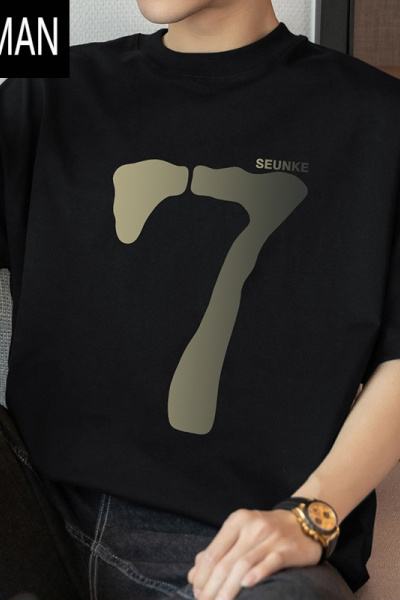 HLCOMAN260gt恤男短袖圆领上衣服夏季半袖美式宽松潮流印花体恤