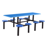 食堂餐桌椅组合6人玻璃钢员地连体快餐桌椅饭堂餐桌 四脚架不锈钢长桌长160宽60