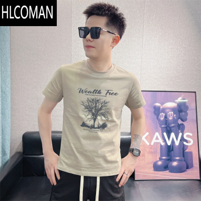 HLCOMAN2025夏季潮流青年时尚百搭半袖T恤新款男士短袖港风休闲潮牌体恤