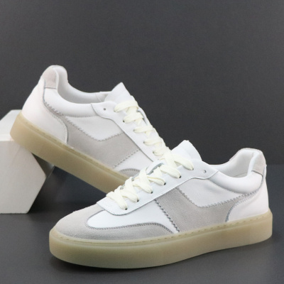 内增高男鞋新款秋季真皮小白鞋防滑耐磨休闲板鞋透气德训鞋男