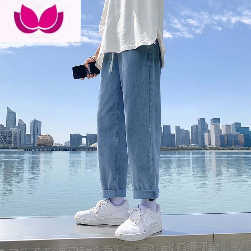 七斓2023春季新款牛仔裤男宽松直筒潮牌韩版百搭九分潮流学生休闲长裤