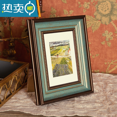 敬平美式复古绿小相框摆台高级感5寸6寸7寸8寸10寸12相框挂墙打印照片 法蓝 12寸[挂摆两用]内径25.3*30.3