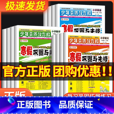 数学[人教版] 小学五年级 [正版]小学生14天寒假赶超少年素质教育报寒假巩固与先修一二三四五年级语文数学英语人教版冀教