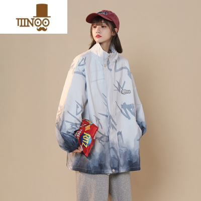 YANXU无性别秋季夹克外套男女渐变立领宽松休闲美式潮牌高街青少年