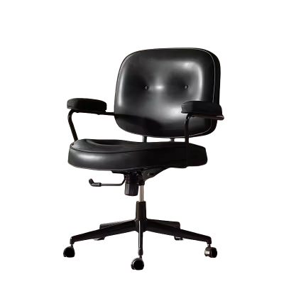 迅迈 黑色-油蜡皮 家用久坐舒服书房书桌椅 卧室座椅 办公椅 电脑椅 靠背椅 转椅