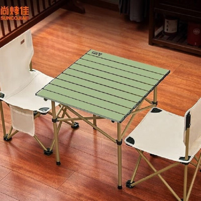尚烤佳(Suncojia)户外露营桌椅套装 便携折叠椅 折叠桌 蛋卷桌 野餐露营装备 财韵桌椅三件套