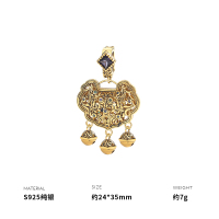 925纯银如意锁铃铛仅吊坠女坠子挂件时尚DIY项链配饰个性轻奢高级送女朋友老婆情人节七夕生日礼物