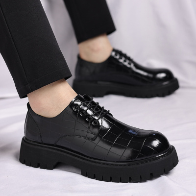 男士皮鞋男款厚底增高英伦结婚新郎西装鞋春秋皮鞋时尚大码休闲鞋