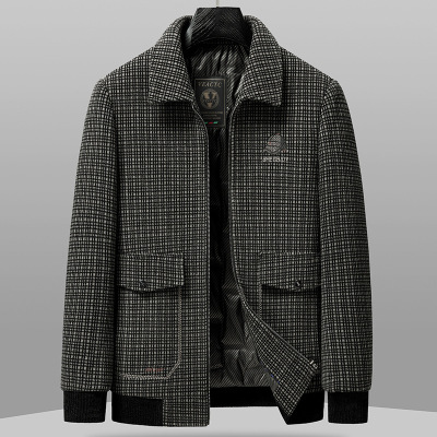 夹克款羽绒服男式翻领加厚夹克羽绒服中年潮流秋冬保暖羽绒男外套