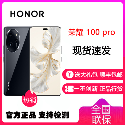 荣耀100 Pro 16GB+512GB 亮黑色 单反级写真相机 50倍长焦光学防抖 第二代骁龙8旗舰芯片 流光四曲屏 100W超级快充 66W无线快充 5G手机