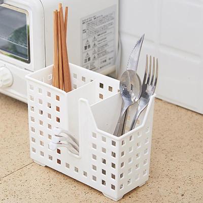 创意家用厨房筷笼子筷子盒多功能塑料笼沥水架收纳筒大筷筒桶 敬平 3格白色