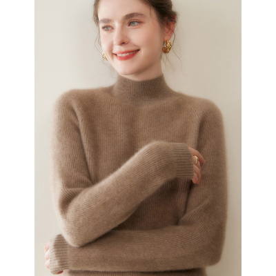 元宝针半高领加厚羊绒衫女士秋冬新款气质打底针织衫内搭套头毛衣