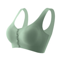 妈妈内衣女薄款背心式前扣文胸无钢圈胸罩中老年人冰丝无痕大码夏