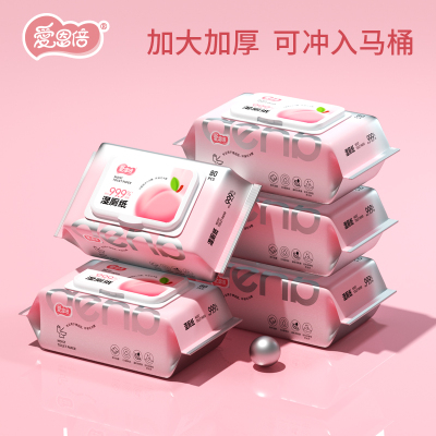 爱恩倍湿厕纸家庭装 清洁湿巾擦屁屁专用80片*5包