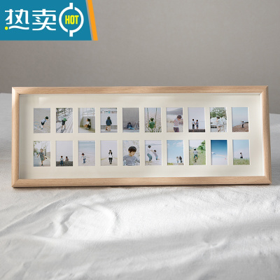 敬平简约创意相框摆台加洗照片四连组合相架情侣婚纱宝宝6寸相片像框 20孔白橡木色(放2寸照片20张) 相框+洗照片