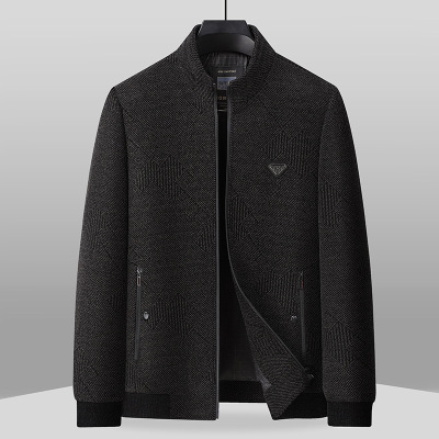 新款爸爸装春季翻领夹克中老年男式外套40-50岁中年服装男大码