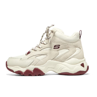 斯凯奇中帮老爹鞋女加绒保暖厚底女鞋 167595-BURG 酒红色/双