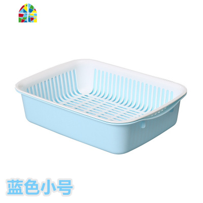 塑料家用长方形双层厨房洗菜盆大号创意碗筷沥水盆 FENGHOU 紫色大号洗菜篮洗菜篮