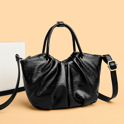 包包女包新款中年妈妈包斜挎包女单肩包女褶皱手提包