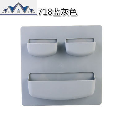 家用粘贴式墙上置物架厨房卫浴墙面收纳架储物盒免打孔壁挂牙刷架 三维工匠
