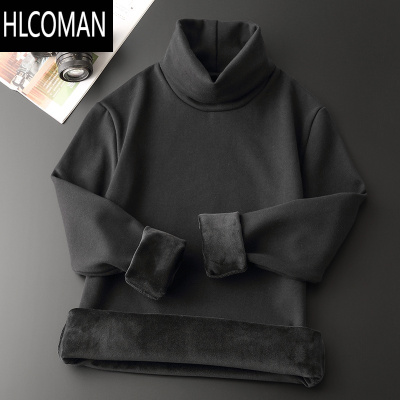 HLCOMAN加绒加厚p暖修身高领打底衫男冬季纯色内搭青年长袖T恤卫衣上衣I