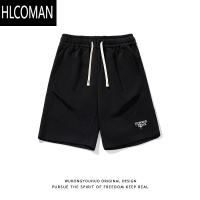 HLCOMAN美式字母刺绣卫裤休闲运动短裤男夏季潮牌中裤宽松五分裤