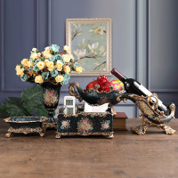 幸福派 树脂欧式摆件工艺品家居客厅电视柜酒柜装饰品玄关欧式摆件抽纸盒居客厅果盘小装饰品摆件办公室装饰品欧式摆件套装