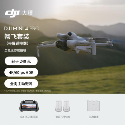 大疆 DJI Mini 4 Pro 畅飞套装(带屏遥控器版)全能迷你航拍机 入门级无人机专业航拍相机 无损竖拍