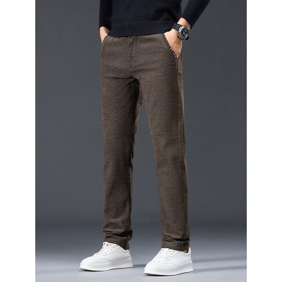 雪尼尔春秋男裤子商务轻奢 弹力中年时尚纯色百搭潮牌 修身休闲裤