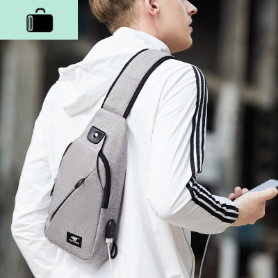 潮牌男士跨包包休闲单肩包多功能运动胸包男斜挎包学生小背包NEW LAKE男士单肩包