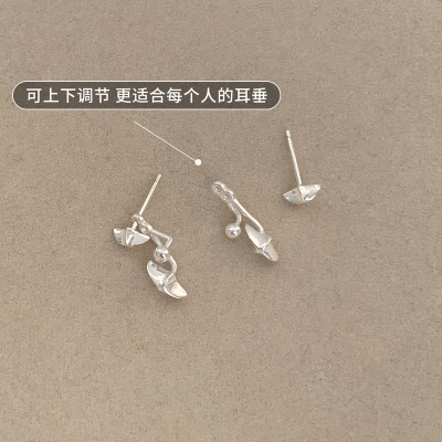 s925纯银四芒星耳钉后挂式耳环女设计感小众耳饰2025新款送女朋友老婆情人节七夕生日礼物